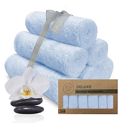 Toallita De Baño para Bebés - Toallitas De Baño De Bambú - Toallita Suave Y Orgánica para Bebés - Toalla Facial para Bebés, Adultos E Infantes (Bravo Blue)