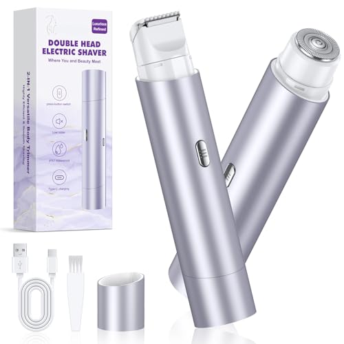 Image of Face Shaver Trimmer Body Hair Shaver IPX7 Waterproof Womens Electric Razor for Arm, Purple