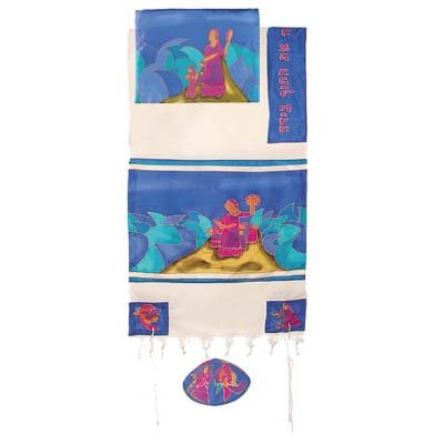 Yair Emanuel Tallit Prayer Shawl Gadol + Bag + Kippah + Atara Set Cotton & Silk Miriam & Debora - 42 (Bundle)