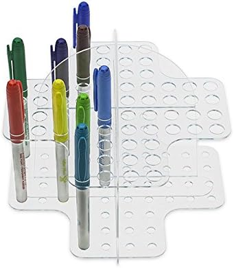 SourceOne Deluxe Clear Acrylic 64 Pen Display Holder Counter top Organizer