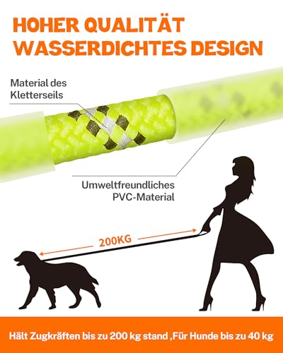 Toozey Schleppleine für Hunde - Wasserdicht & Reflektierend für Sicherheit - Leicht, Stark & Robust, Trainingsleine mit Handschlaufe, 5m/10m/15m/20m für Kleine, Mittlere & Große Hunde, Neon Gelb