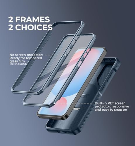 Image of Dexnor for Samsung Galaxy S24 FE Case with Camera Cover & Adjustable Kickstand & Built-in Screen Protector, Magnetic Rugged Shockproof Bumper Cases Heavy-Duty Magnetic Protective Cover,Navy Blue
