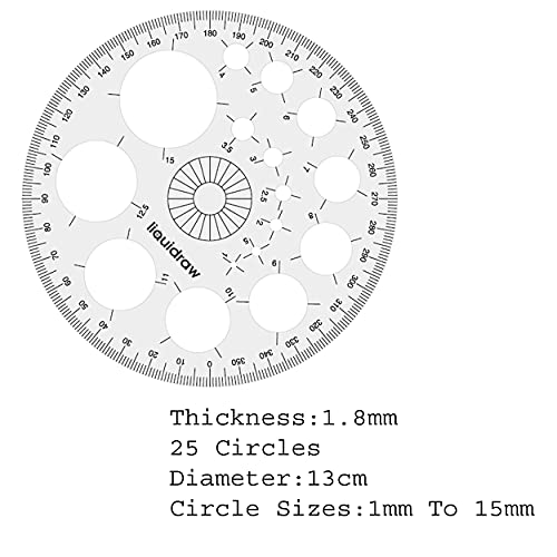 Liquidraw Geometrie-Set, 5-teilig, 2 x quadratisches Dreiecks-Lineal, Halbkreis-Winkelmesser, Kreis-Winkelmesser, 30,5 cm Lineal, professionelle Qualität, Arbeits- oder Schulbedarf, Millimeter- und