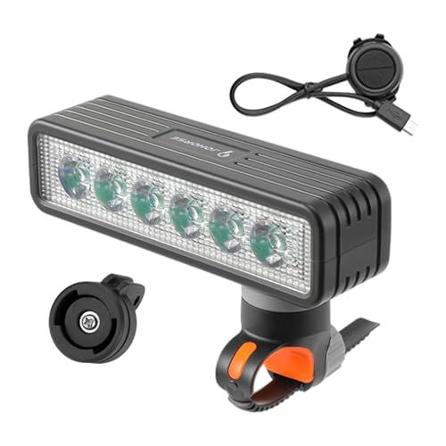RNXRZANK Bicycle Light Front USB Rechargeable with 4 Modes and 500 Lumen for Evening Use, with 2 Brackets, Headlight with Alarm