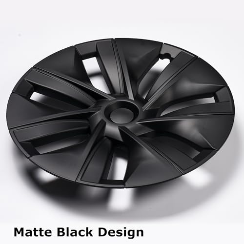 Image of Matte Black Hubcap Wheel Cover Replacement Kit Compatible with Model Y, 19 inch Hub Caps Wheel Rim Cover Protector Car Exterior Accessories Pack of 4, 19 inches