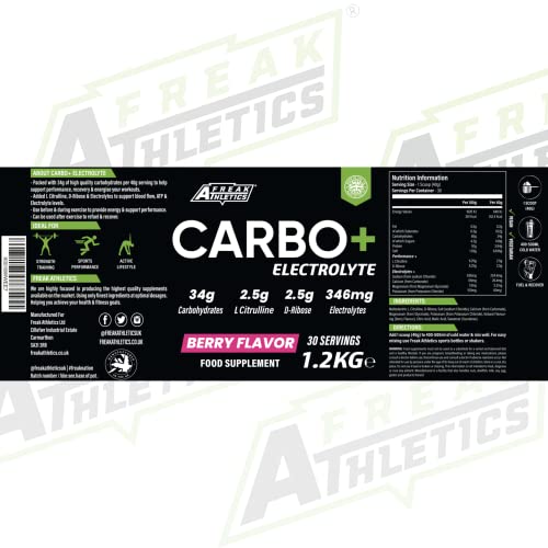 Freak Athletics Carbo+ Electrolyte 1.2kg - Carbohydrate Energy Drink Powder with Added Electrolytes, L Citrulline & D-Ribose - Hydration, Energy, Performance & Recovery Fuel - Image 7