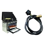 Camp Chef Camping Outdoor Oven with 2 Burner Camping Stove and Camp Chef 5 Foot Bulk Tank Hose Adapter for use with disposable bottle regulators HRDSP Bundle