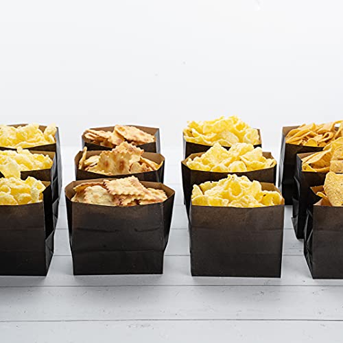 Restaurantware Bag Tek 4.25" X 2.5" X 3.75" Paper Bags For Snacks, 100 Large French Fry Bags - Disposable, Greaseproof, Snack Paper Kraft Snack Bags, For Popcorn, Cookies, Fries, & More #TOP2
