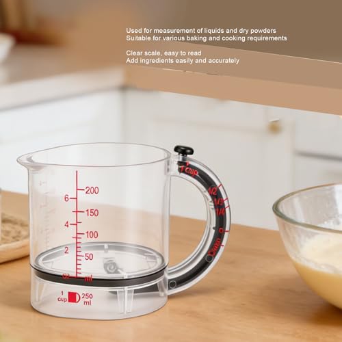 Asixxsix Taza Medidora Ajustable, 4 en 1 Multifuncional con Base para Cocinar Ingredientes para Hornear, Polvo Seco Líquido, Resistente Al Calor, Al Frío, Apto para Microondas y - imagen 5