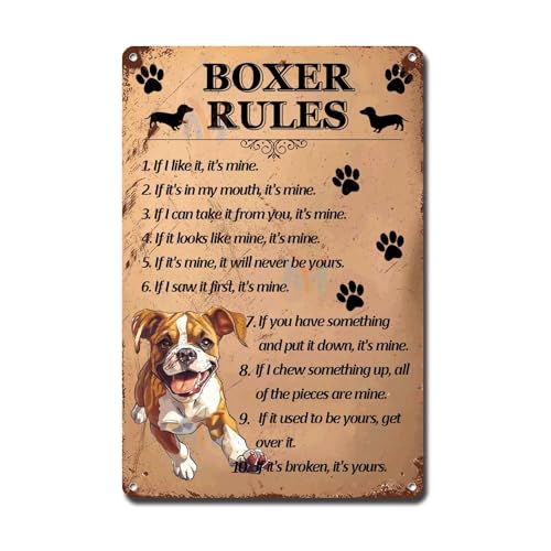 peiyeety Metal Sign Tin Sign Vintage decorativesignBoxer Rules Tin Sign for Room 8x12 Inch