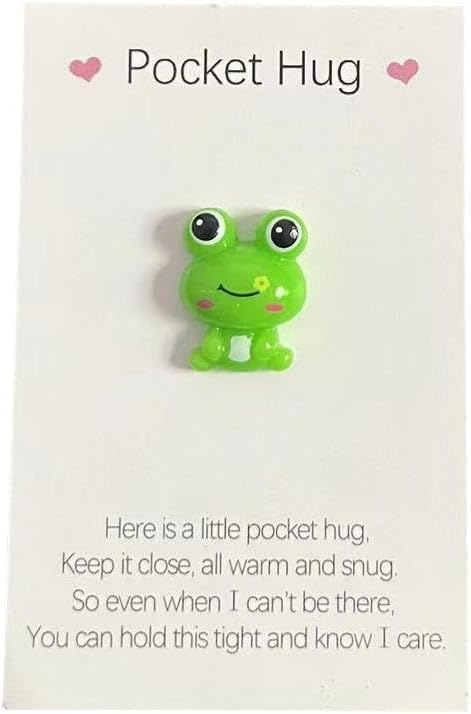 Little Pocket Hug Frog Token,Pocket Hug Heart with Greeting Cards,Thinking of You Gifts, Adorable Encouragement Greeting Card with Frog Ornaments