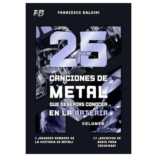 25 CANCIONES DE METAL QUE DEBERÍAS CONOCER EN LA BATERÍA (Volumen 1): Con partituras, transcripciones y pistas de audio de los éxitos 90 y 2000 [Spanish Edition] (SERIE DIDÁCTICA DE BATERÍA METAL)