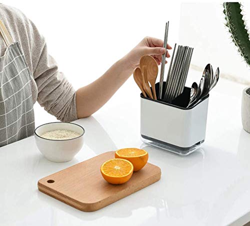 Image of HARI - Spoons Shovel Organizer, Double Layer Home Cutlery Drainer Basket, Chopsticks Tableware Storage Utensils Holder Box (Black)