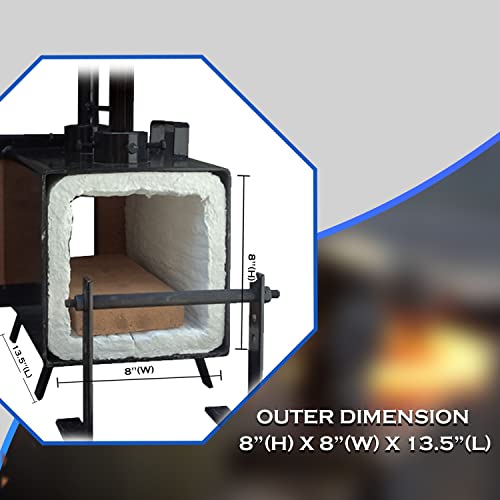 Simond Store Blacksmithing Forge Double Burner With One Side Brick Door, 2600F Rated, Propane Gas Forge For Knife Making Blacksmithing Farrier Tools - Rectangle Shape Steel Forge #TOP1