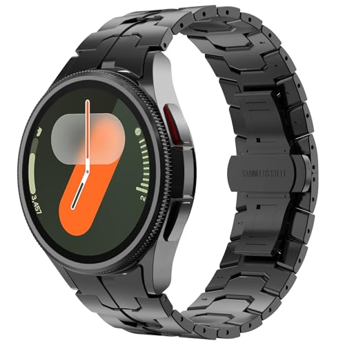 FULLIFE Compatible with Samsung Galaxy Watch 7 6 5 4 FE 40mm 44mm Band for Men, Stainless Steel with Folding Clasp No Gap Galaxy Watch 6 Classic 5 Pro 4 Classic Band 47mm 45mm 42mm 46mm