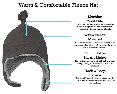 N'ice Caps Baby Toddler Boys Girls Sherpa Lined Fleece Hat Mitten Winter Set (Charcoal Grey, 2-3 Years) #TOP2
