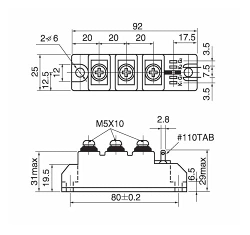 Modules PK110F-180 pont redresseur triphasé et thyristor de puissance PK110F-80
