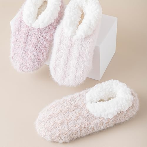 Image of Fluffy Fuzzy Slipper Socks with Grips for Women & Men for House | Unisex, Non-Slip, Thick Fleece Lined, Warm, Cozy, Sleeping, Winter, Cold Weather, Indoor Floor