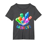 Gacha Life Crystal Gems Cute Anime Gamer T-Shirt, Women's Plus, Dark Heather Grey, 2X