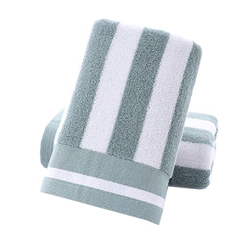 Tinymumu Hand Towels Set Of 2 Striped Pattern 100% Cotton Absorbent Soft Towel For Bathroom 13.4 X 29.1 Inch (Green) #TOP8