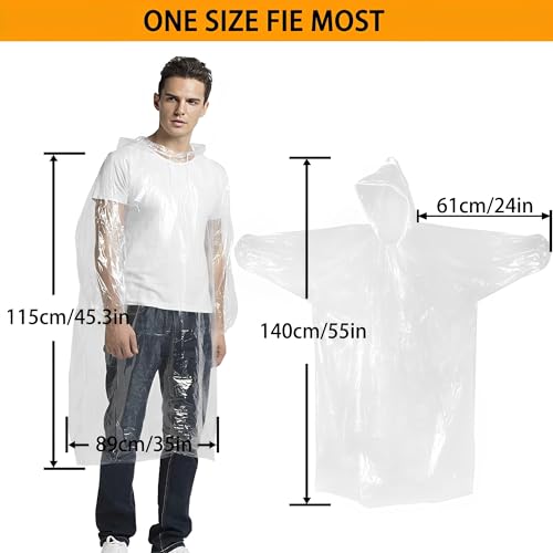 Cosowe Rain Ponchos Disposable for Adults Women, Clear Family Pack Raincoats with Hood Sleeves for Disney Travel4