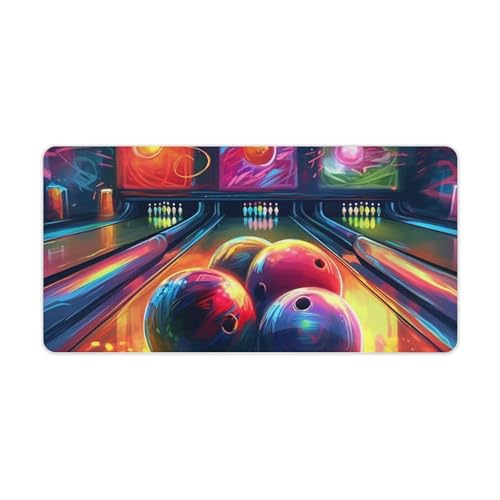 Tapis de souris antidérapant grand format avec motif bowling