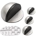 UELSTFLY 4 Pack Door Stoppers, Stainless Steel Half Dome Floor Door Stopper, 3M Adhesive Door Stoppers Wall Protector, No Drill Rubber Floor Door Stop for Living Room, Bedroom, Bathroom, Office