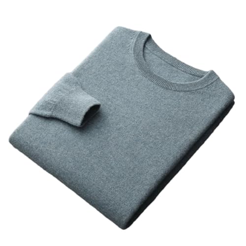 Men's Wool Cashmere Sweater Round Neck Knitted Warm Pullover Top(Turquoise,3X-Large)