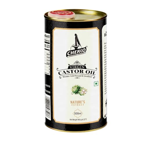 Image of Chekko Cold Pressed Castor Oil Edible (Arandi) 500ml | 100% Pure & Natural Wood Pressed Virgin Castor Oil for Hair & Skin Care, Body Massage | Moisturization & Wellness For Men & Women