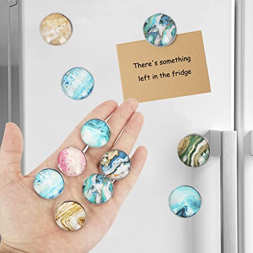 Skycase 10 Pack Refrigerator Magnets,Strong Magnetic Glass Fridge Sticker,Round Fridge Magnets Decoration For Home,Office,School,1.2 Inch-Marble Crystal #TOP4