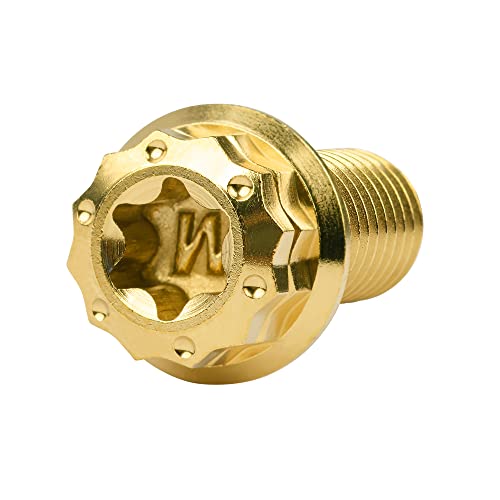 Image of Titanium Flange 12 Point Head M8 x15 20 25 30 35 40 45 50 55 60 65mm Screw Bolt Pack of 4 (M8x15mm, Gold)