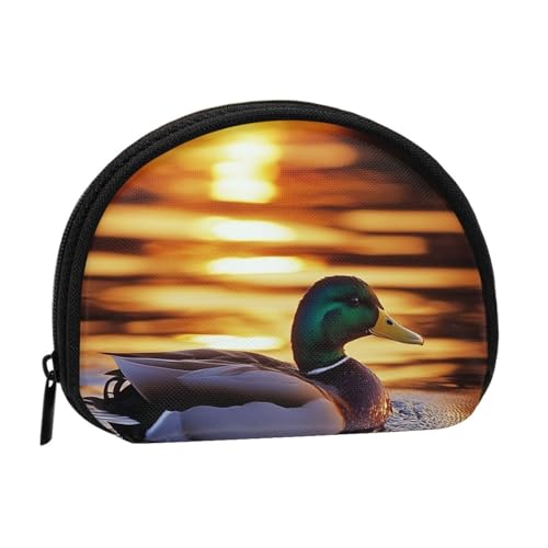 Portable Coin Purse Natural-Mallard-Duck Mini Zippered Money Pouch Card Holder