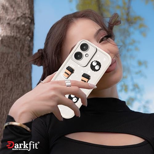 Image of Back Case Cover Compatible with Mi Redmi 13C 5G | Cute Fun Cartoon Ball 3D Coffee Silicone Case | Body Protection | Camera Protection | Shock Proof | Color White | Pack of 1