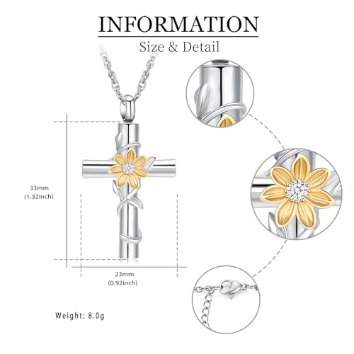 shajwo Sunflower Urn Necklaces for Ashes for Women Men Cremation Jewelry Memorial Human Ashes Pendant2