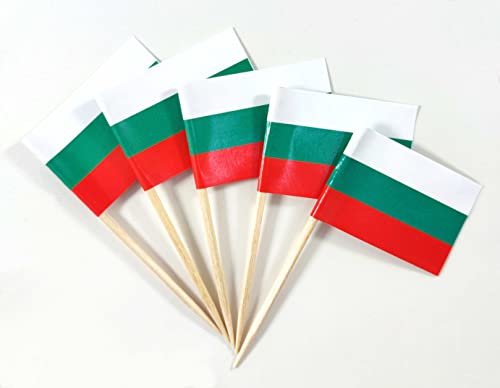 QQSD Bulgarien Zahnstocher-Flagge, klein, Bulgarische Cupcake-Flaggen, 100 Stück