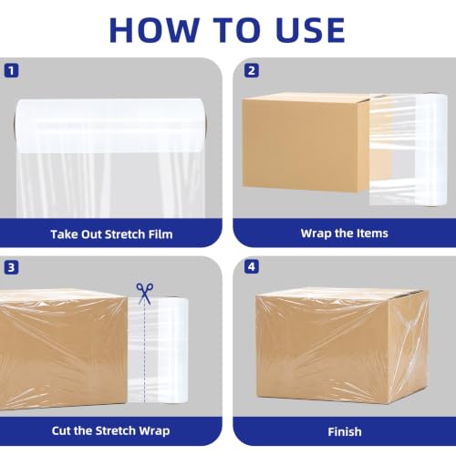 Image of 6 Pack Shrink Wrap Roll, 18 inch Wide Total 3546ft Industrial Stretch Film