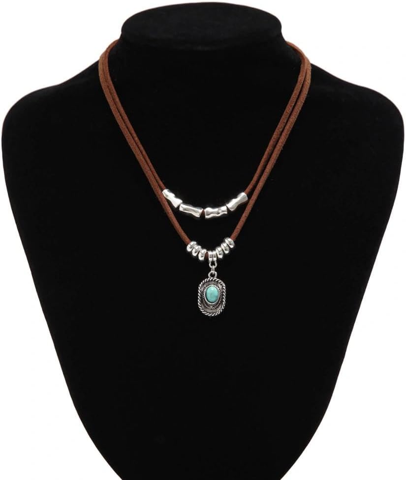 Boho Western Necklaces for Women,Small Hat Boot Pendant Brown Leather Cowgirl Necklace,Vintage Cowboy Hat Layered Necklaces for Women - Image 7