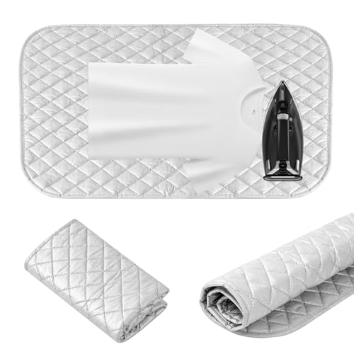 Ironing Mat Foldable Portable Travel Ironing Pad for Tabletop & Bed Heat Resistant & Non-Slip Iron Mat for Sewing Steam Pressing Compact Ironing Board for Home Travel & Business Trips