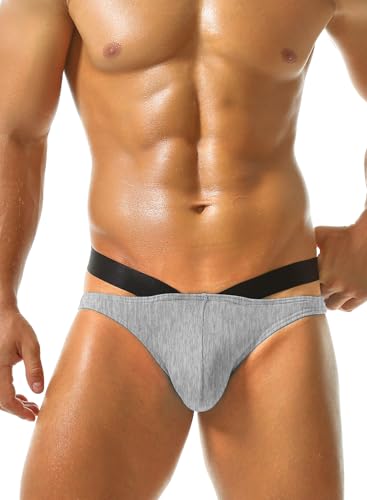 Men's Sexy Cross Strap Briefs – Breathable Stretch Underwear with Contrast Waistband for Home Parties & Travel