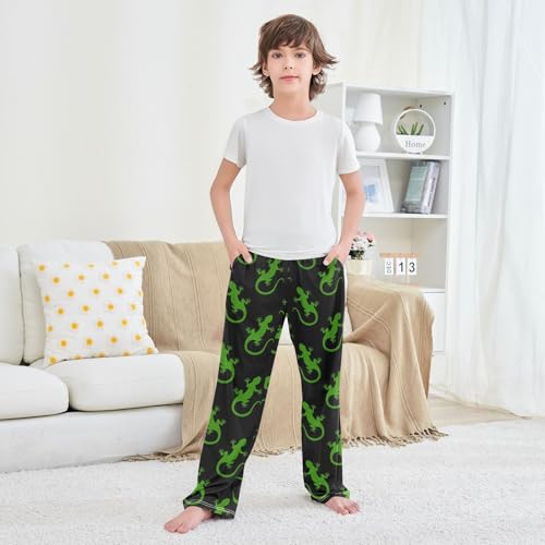 Boys' Pants Lizard Green Pattern Long Bottoms Jogger Pants Elastic Waist Trousers with Pockets S-XL3