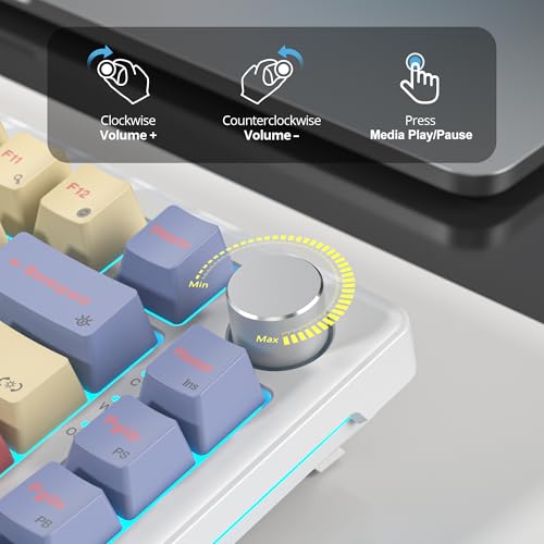 Image of 75% Cotton Candy Creamy Mechanical Keyboard Wired, Creamy Sound Gasket Gaming Thocky Keyboard with Knob, Hot Swappable RGB Custom Keyboard, Pre-lubed Cream Switch Keyboard (82 Candyfloss)