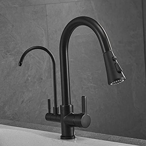 Robinet de cuisine 3 voies noir avec douchette extractible
