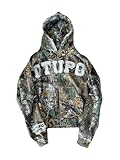 RoseSeek Women's Letter Camo Graphic Zip Up Hoodie Long Sleeve Baggy Sweatshirt with Pockets Streetwear Green Multicolor Large