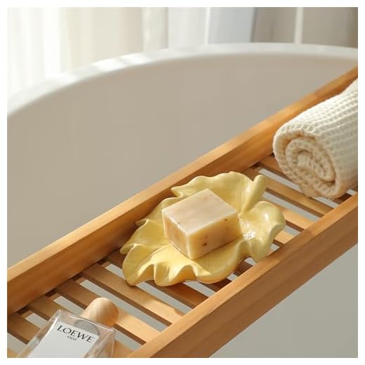 Ankah Ceramic Leaf Soap Dish, Decorative Soap Box with Drain Soap Holder Easy Care Keep Dry Stop Mushy Soap Tray for Shower Bathroom and Kitchen