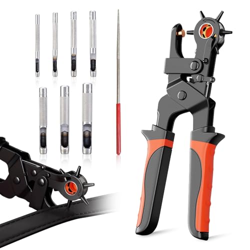 Sacabocados Para Cuero, Maquina Hacer Agujeros Cinturones con 6 Punzones Perforadores Agujeros Cinturon para 2-9 mm Hacer Agujeros Cinturon para Cinturón, Cuero, Tarjeta, Bolso Sacabocados Para Cuero, Maquina Hacer Agujeros Cinturones con 6 Punzones Perforadores Agujeros Cinturon para 2-9 mm Hacer Agujeros Cinturon para Cinturón, Cuero, Tarjeta, Bolso