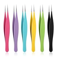 6 Stück Bunte Spitz Pinzette,Mitesser Pinzetten-Set,Präzisions Pinzetten für Mitesser und Akne,Ultrafeine Pickelentferner Werkzeug,für Akne Pickel Comedones Flecken oder Entfernung