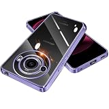 【FULEEYUHN】AQUOS R8 pro ケース クリア 軽量 薄型 黄変防止 アクオス R8 pro カバー 透明 SH-51D SH-R80P 対応 スマホケース 上質TPU素材 柔らかい手触［耐衝撃 レンズ保護 傷防止 落下防止 携帯便利］ストラップホール付き(パープル)