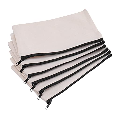 Yarlung 32 Pack Canvas Zipper Pouch, 8X5 Inches Blank Diy Craft Pen Pencil Case Multipurpose Makeup Bags For Cosmetic, Invoice Bill, Travel Toiletry, Black Zippers #TOP4