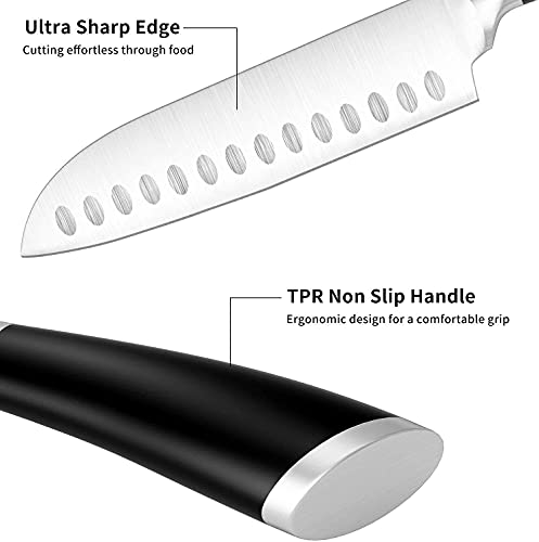 Image of Premium 7 inch Stainless Steel Meat Knife for Kitchen Chopping, High Carbon Ultra Sharp Santoku Knife Japanese Cooking Chef Butcher Knife for Meat and Vegetable Cutter Knives