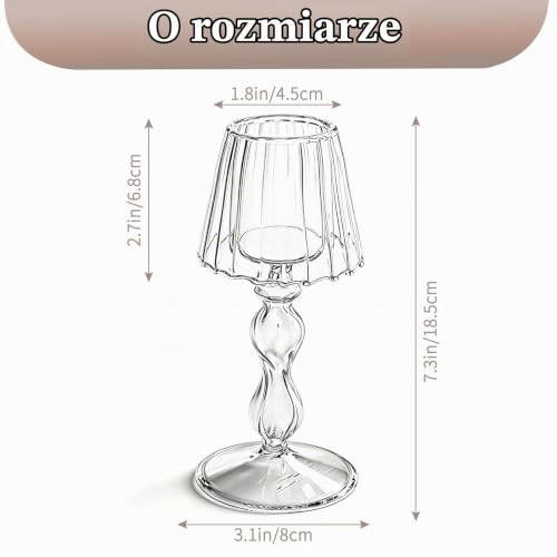 Sziqiqi 2 szt. szklany świecznik na podgrzewacze w kształcie lampy, kryształowe świeczniki jako ozdoba centralna, dekoracja na imprezę, ślub, kolację, kawę, dom, w kształcie lampy